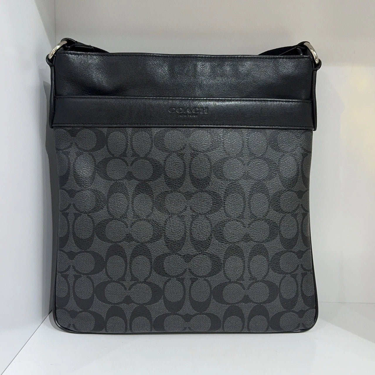 Coach Gray Monogram Canvas Shoulder Crossbody Bag For Women