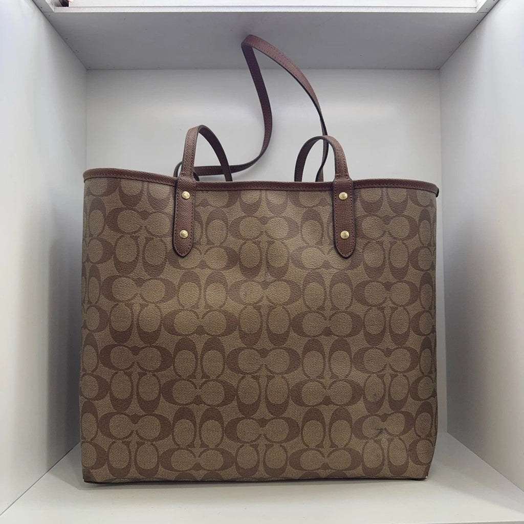 Coach Canvas Monogram Printed Detachable Tote Shoulder Bag For Women