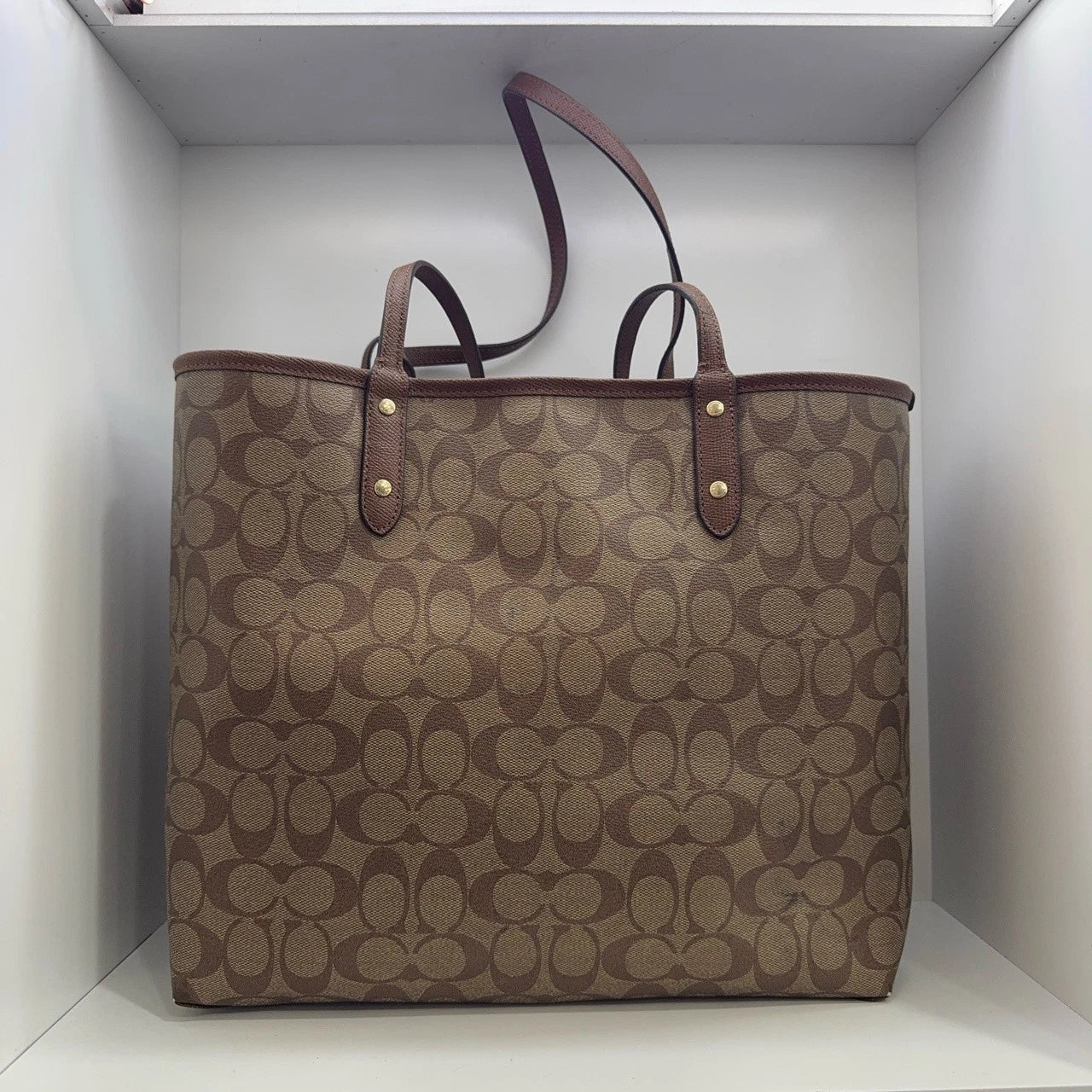 Coach Canvas Monogram Printed Detachable Tote Shoulder Bag For Women