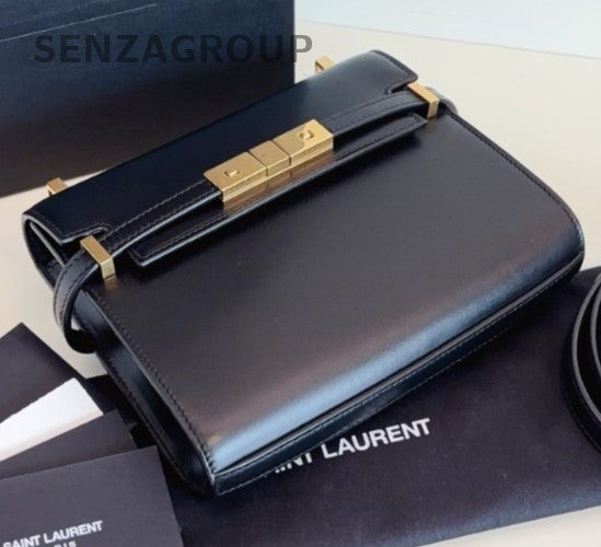 Saint Laurent Manhattan Mini Shoulder Bag Crossbody Black Gold Women Classic