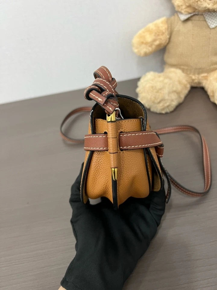 Loewe Brown Mini Gate Saddle Crossbody Bag For Women