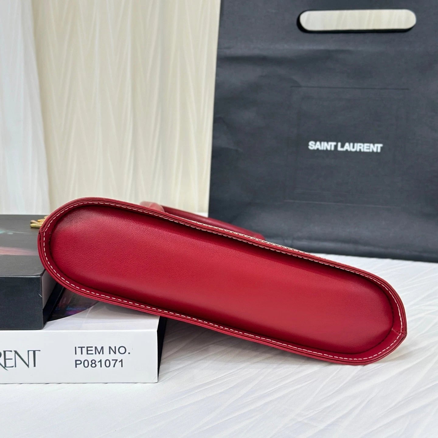 YSL Red White Y Line Shell Shoulder Handbag For Women