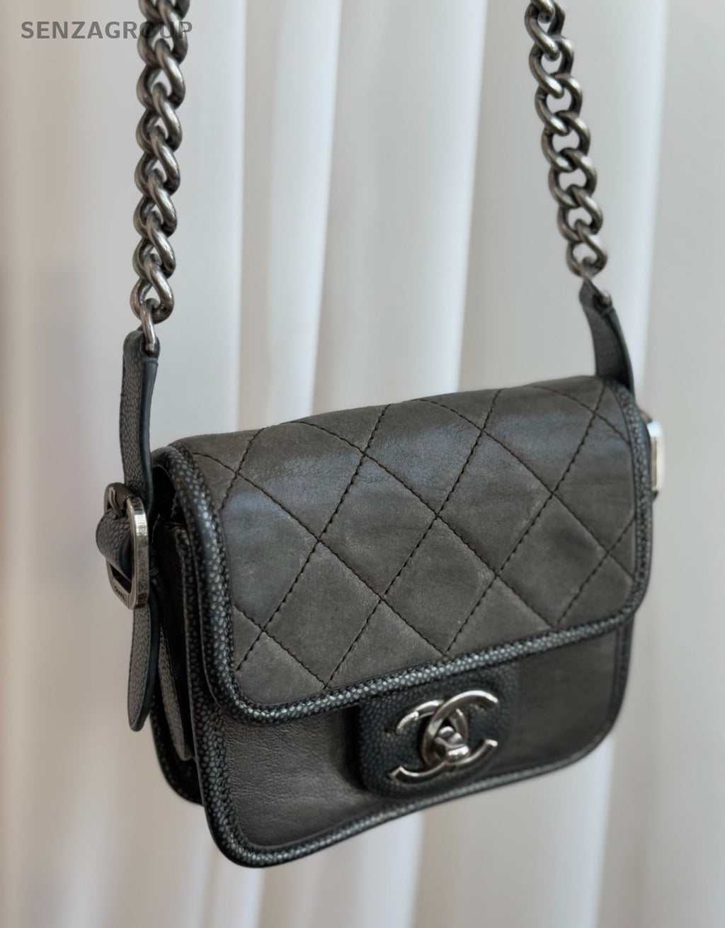 CHANEL CC Chain Diamond Pattern Shoulder bag Crossbody Women Gray