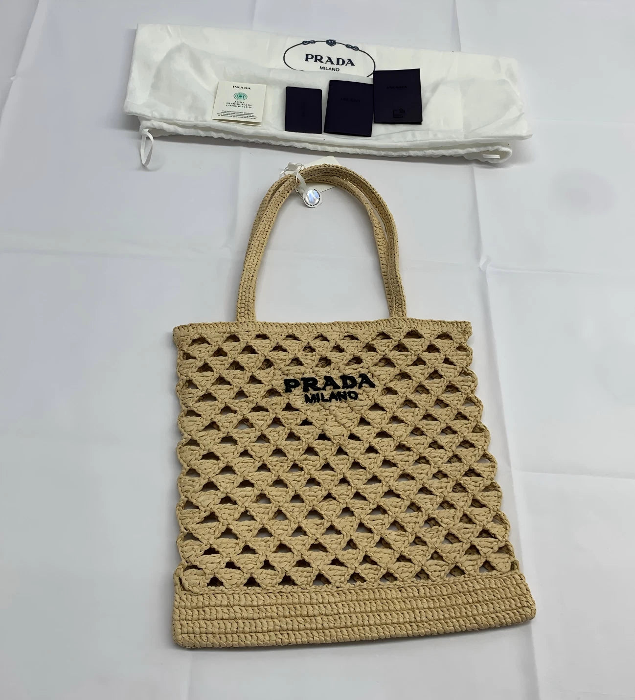 PRADA Logo Embossed Leather Handbag For Women