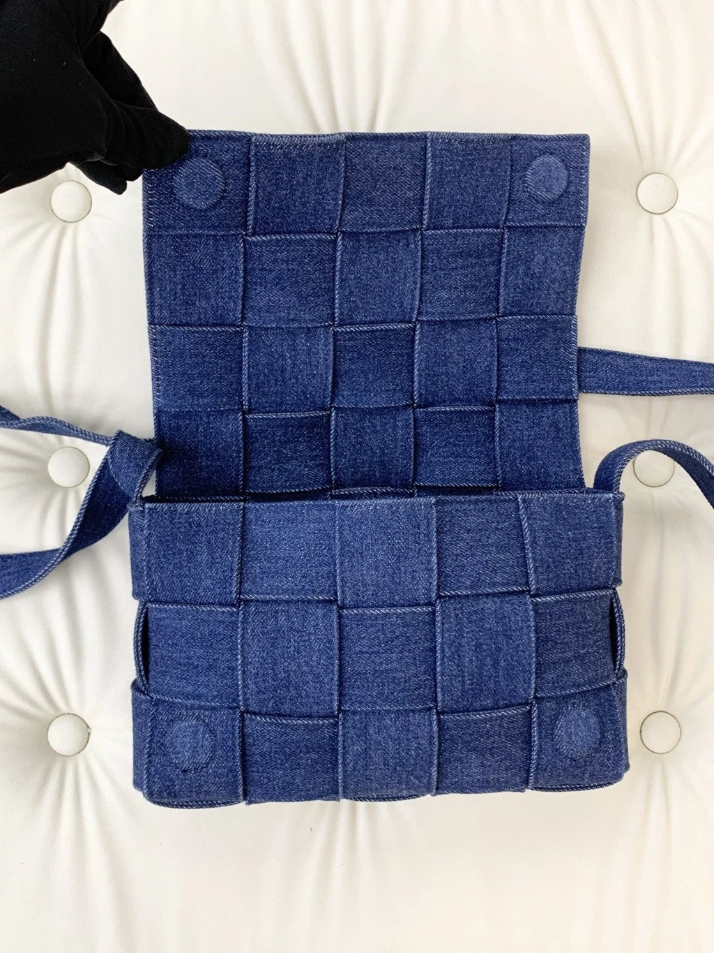 Bottega Veneta Cassette Denim Shoulder Crossbody Bag Blue Women Fashion