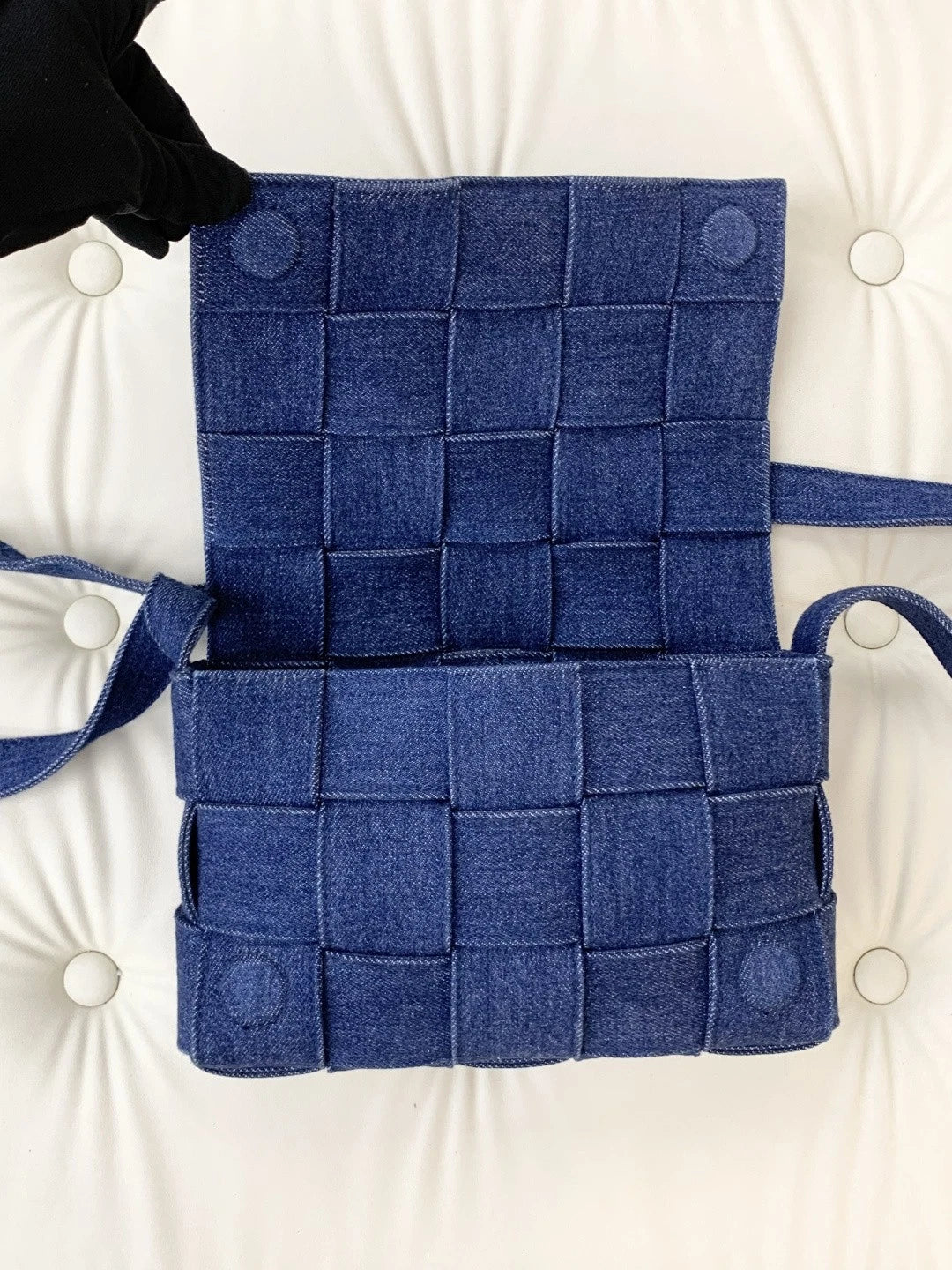 Bottega Veneta Cassette Denim Shoulder Crossbody Bag Blue Women Fashion