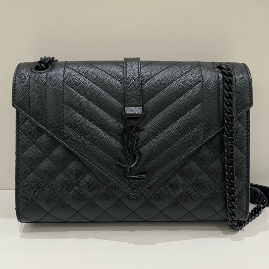 Saint Laurent Black Envelope Chain Shoulder Bag Classic Women's