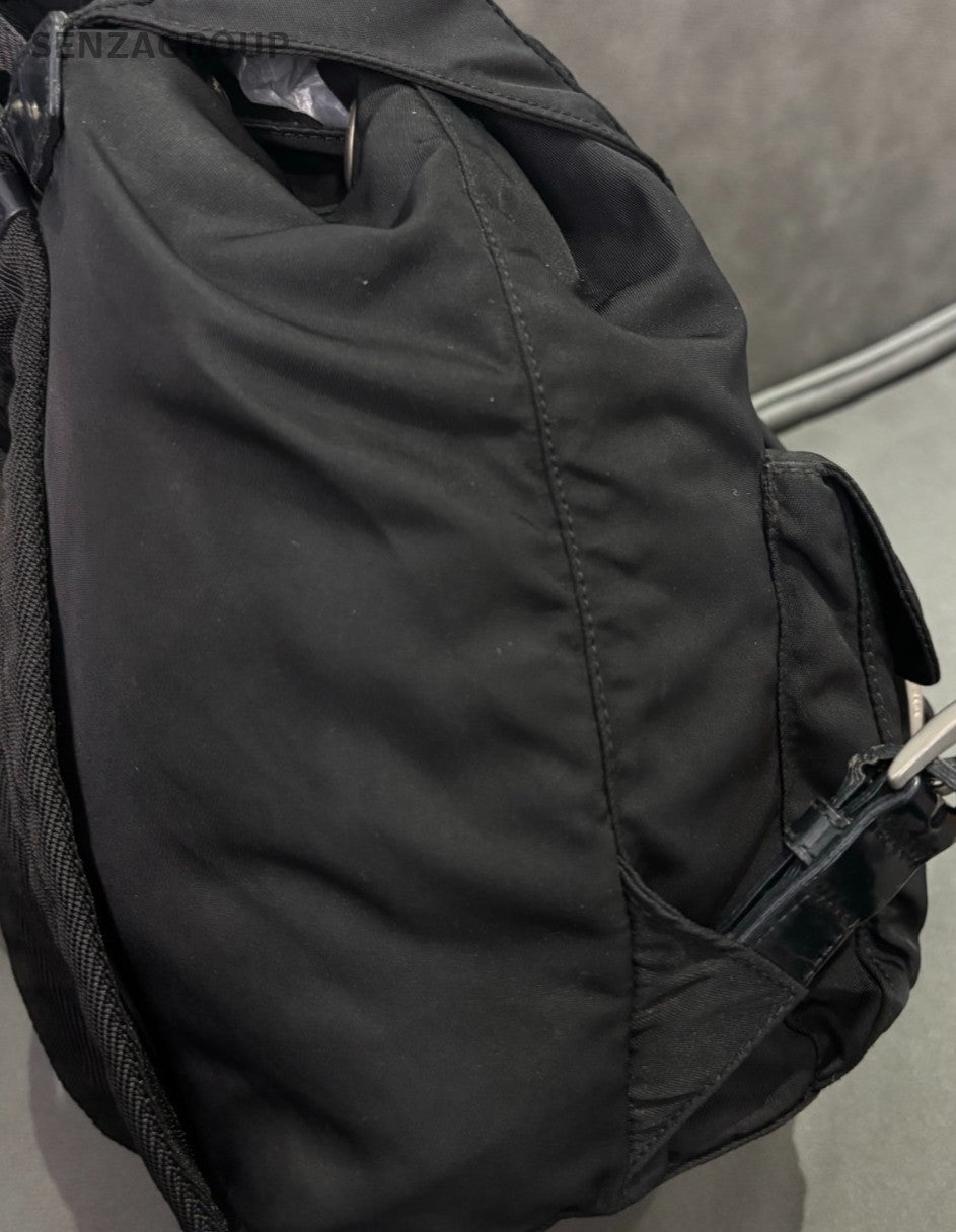 Prada PM Backpack Bag Black Silver Unisex Adults Classic