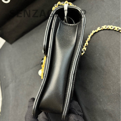 Chanel 20A Pearl & Onyx Quilted Phone Chain Crossbody Bag