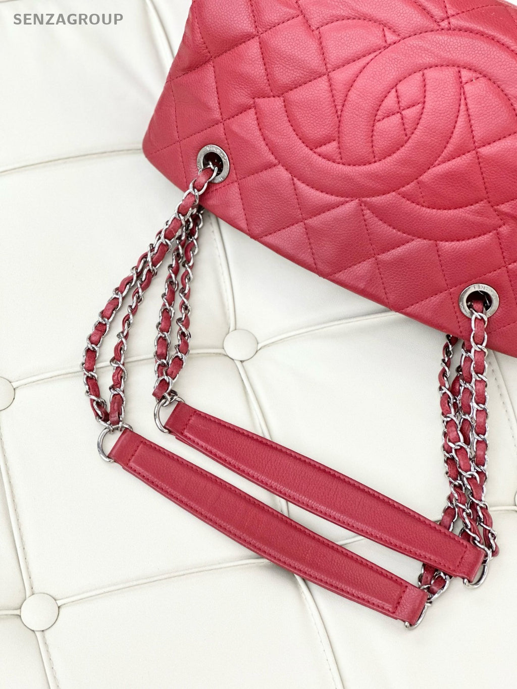 CHANEL 12C Calfskin CC Logo Chain Shoulder bag Red Silver Women