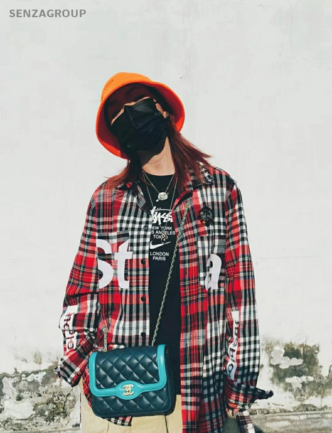 CHANEL Classic Flap Turquoise and navy blue combination Chain Shoulder bag Women