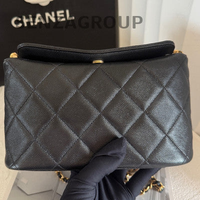 Chanel Quilted Black Gold Charm Chain Shoulder Crossbody Bag
