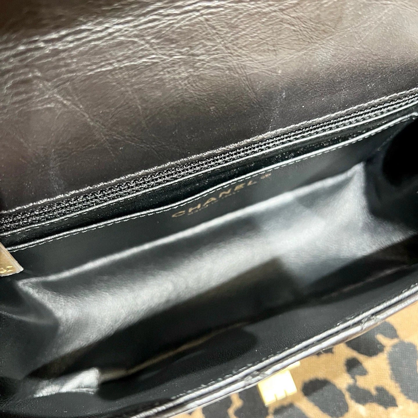 Chanel 2.55 Mini Calfskin Chain Shoulder Bag Crossbody Black Gold Women Classic
