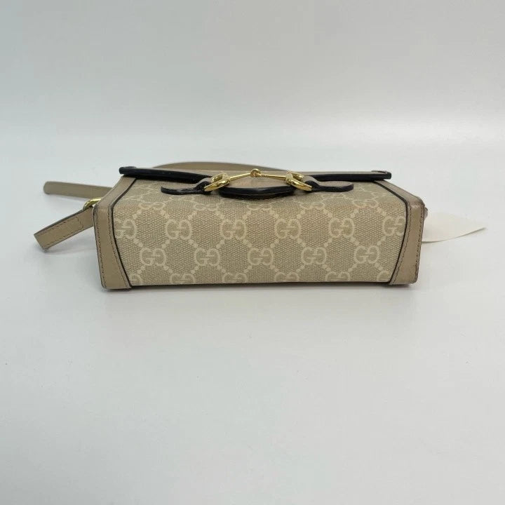 Gucci Horsebit 1955 Beige Leather Shoulder Crossbody Box Bag For Women