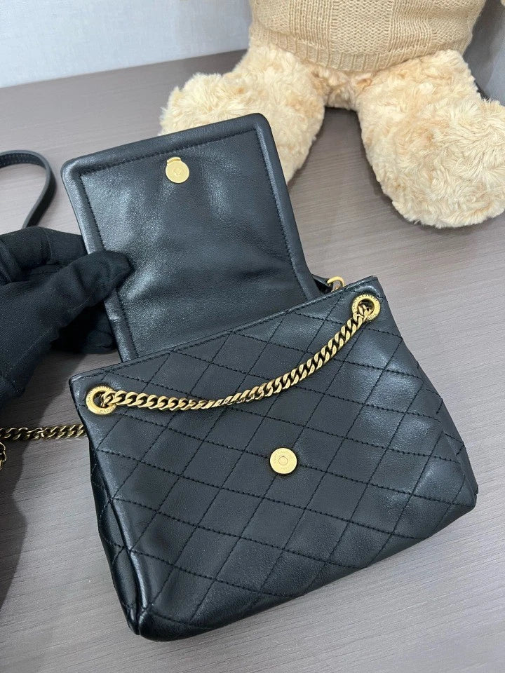 YSL Saint Laurent Black Gold Nolita Women's Crossbody Shoulder Bag