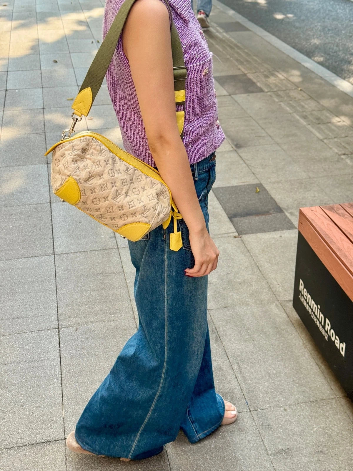 Louis Vuitton Limited Denim Monogram Handbag Crossbody Women