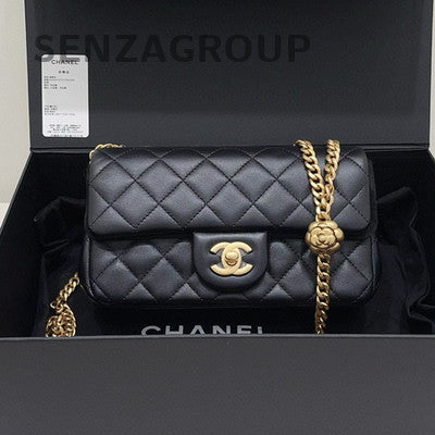 Chanel Black Gold Lambskin CF Mini Flap Bag Chain Shoulder Crossbody