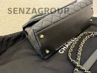 Chanel Coco Handle Medium Black Calfskin Classic Handbag Shoulder Bag Women