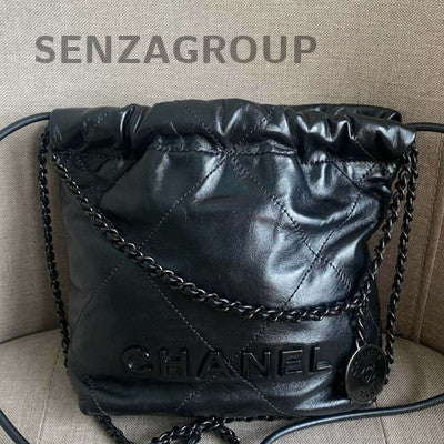 Chanel 22 Bag Mini 24P So Black Chain Shoulder Bag Classic Women's