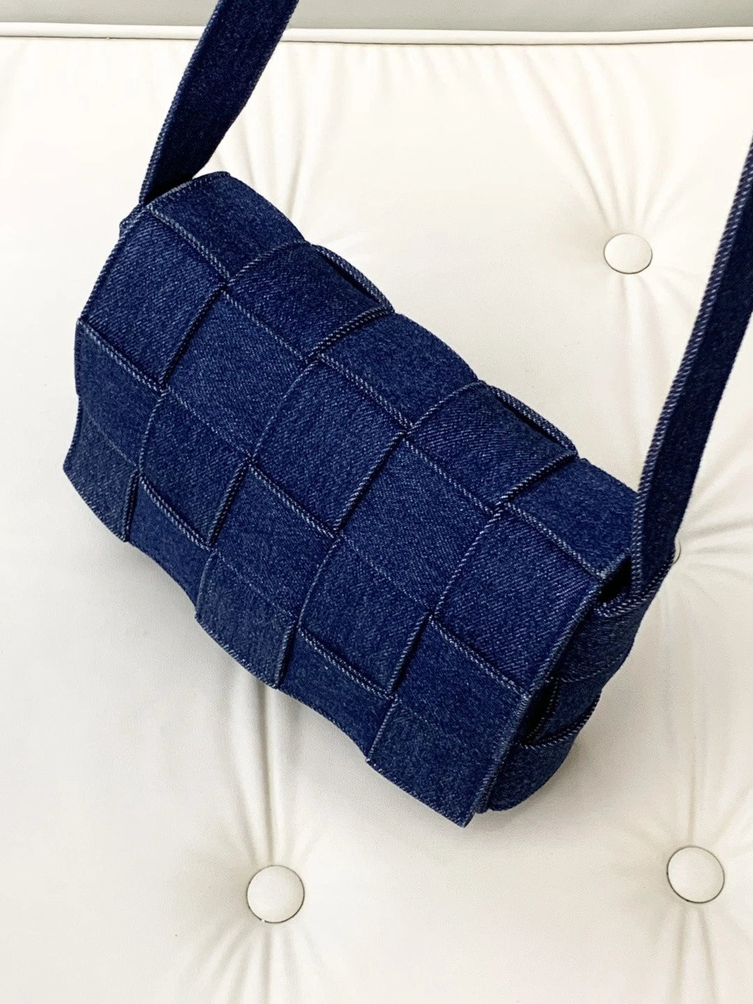 Bottega Veneta Cassette Denim Shoulder Crossbody Bag Blue Women Fashion