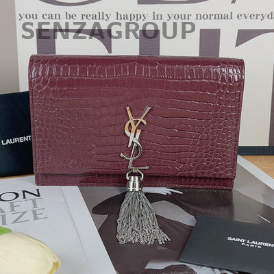 YSL Saint Laurent Kate Tassel Chain Bag Red Silver Small Crossbody