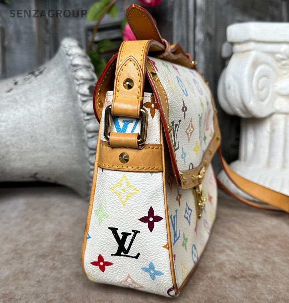 Louis Vuitton Monogram White Multicolor Shoulder Bag Crossbody Women Classic