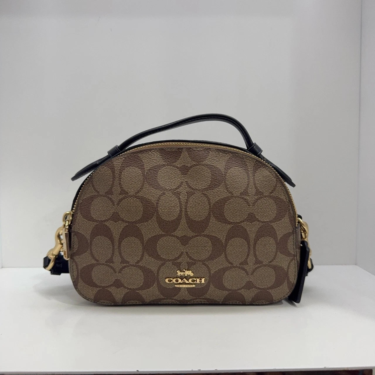 Coach Serena 21 Monogram Canvas Leather Small Dome Shell Bag For Women