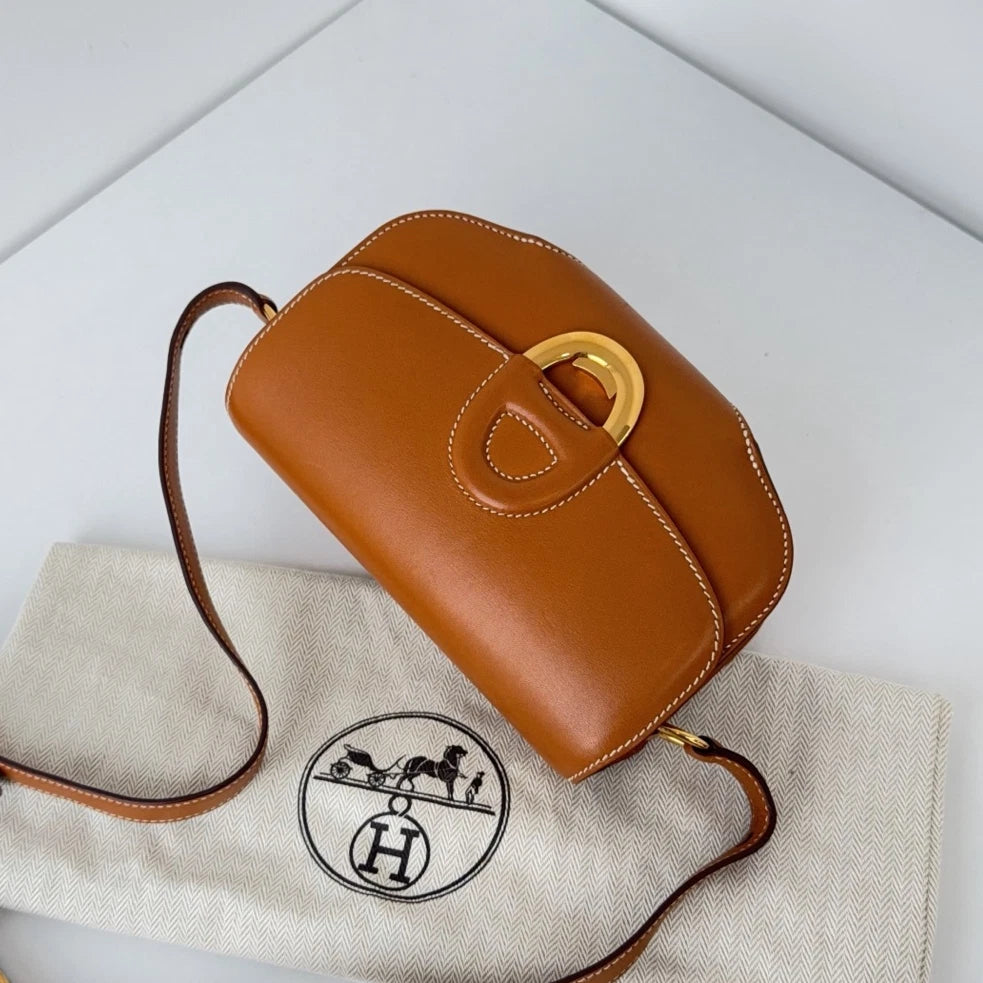 Hermes Cherche Midi18 Mini Butler Shoulder Bag Crossbody Brown Gold Hardware