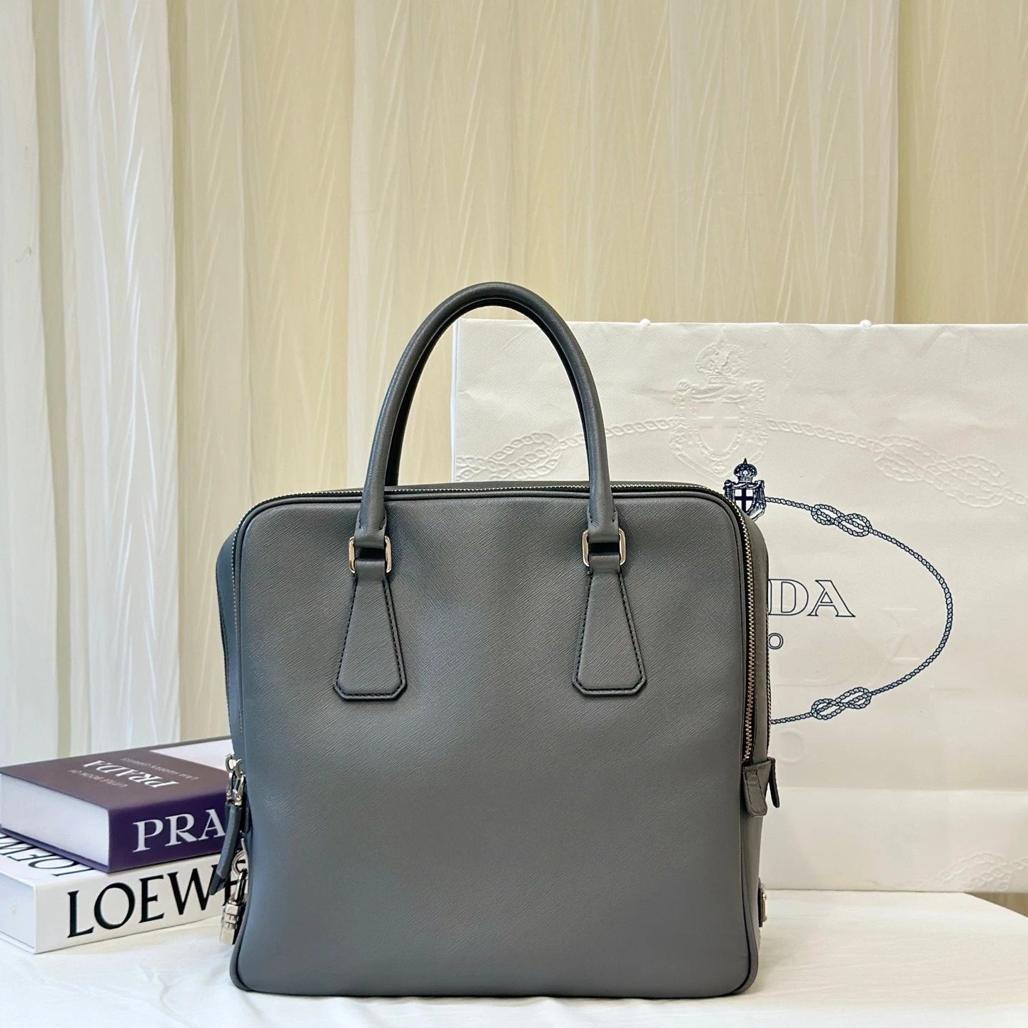Prada Classic Leather Business Briefcase Handbag For Women