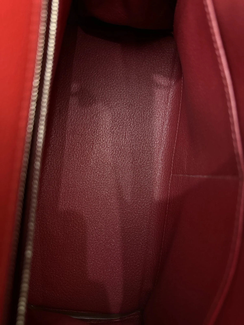 Hermes Kelly28 Evercolor Top Handle Bag Crossbody Red Silver Classic Women