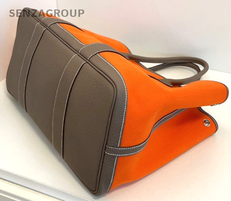 Hermes Gardenparty GP36 tote Handbag Almost Brand NEW Orange Elephant Grey