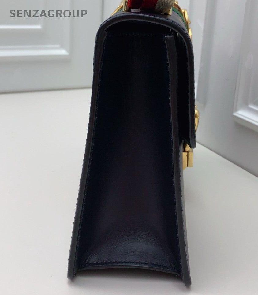 Gucci Sylvie Shoulder Bag Navy Gold Used Women Classic