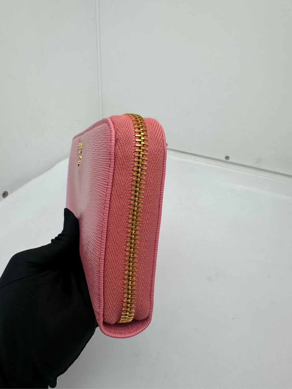 PRADA Women Pink Leather Short Wallet Clutch