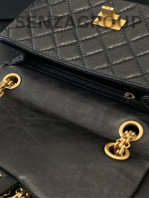 Chanel 2.55 Reissue Mini Black Calfskin Aged Gold Chain Shoulder Bag