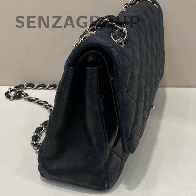 Chanel Classic Flap Jumbo Black Lambskin Silver Hardware Shoulder Bag