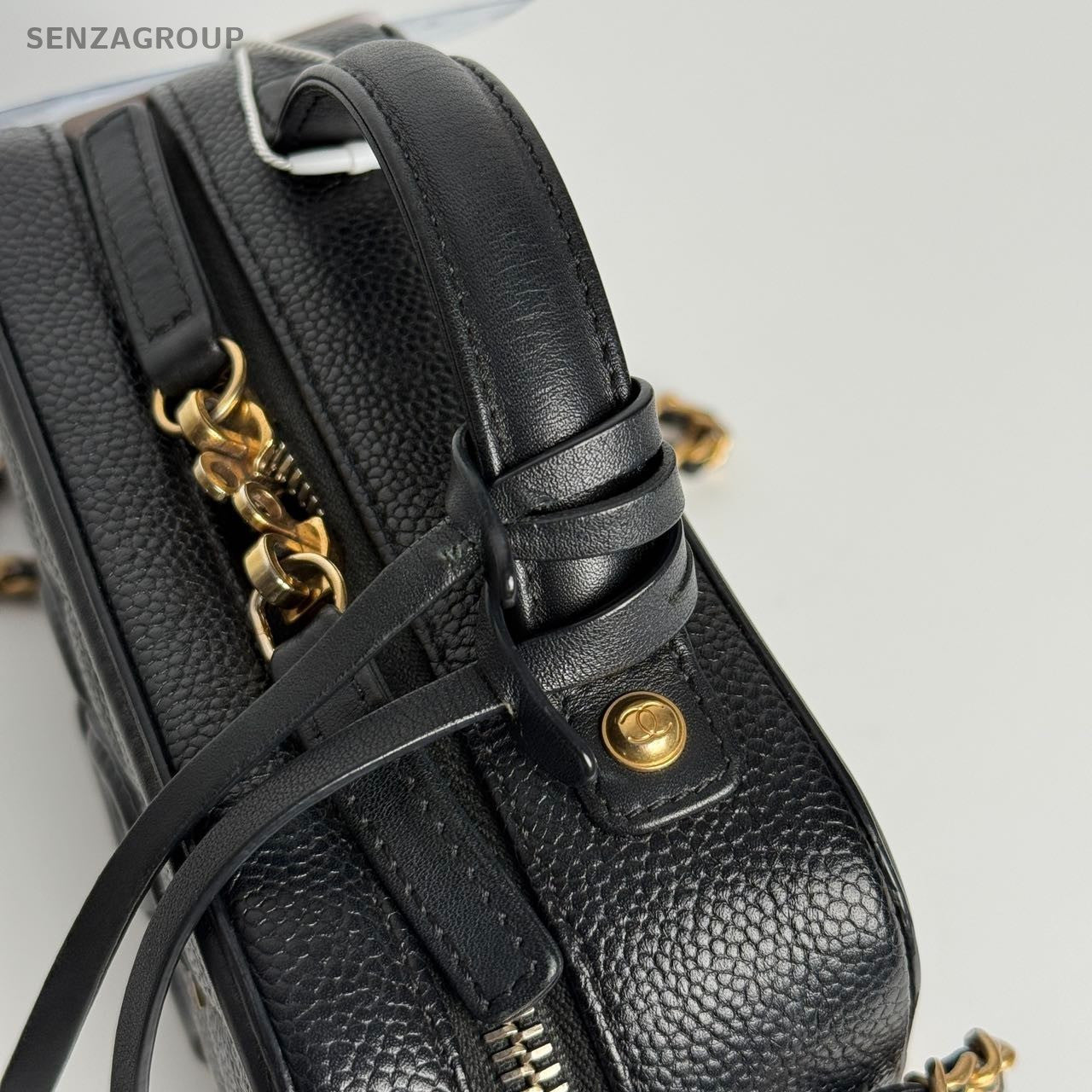 SJ0001 Chanel Vanity Case Small in Black Caviar Leather with Quilted Detail
