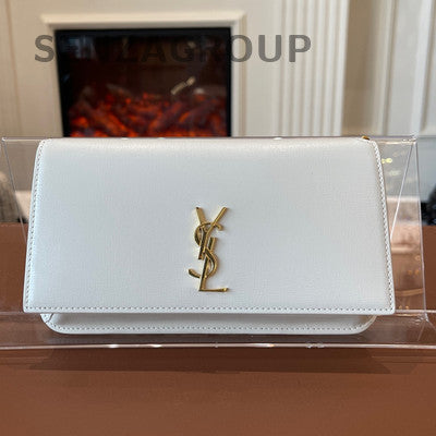 Saint Laurent Cassandre White Gold Buckle Shoulder Bag Classic Women