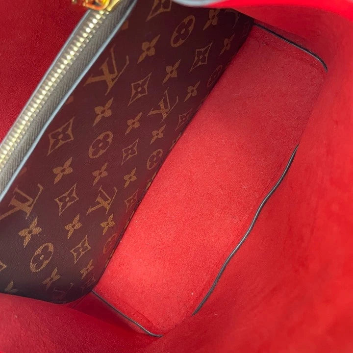 Louis Vuitton Monogram Canvas Medium Red Bucket Bag For Women