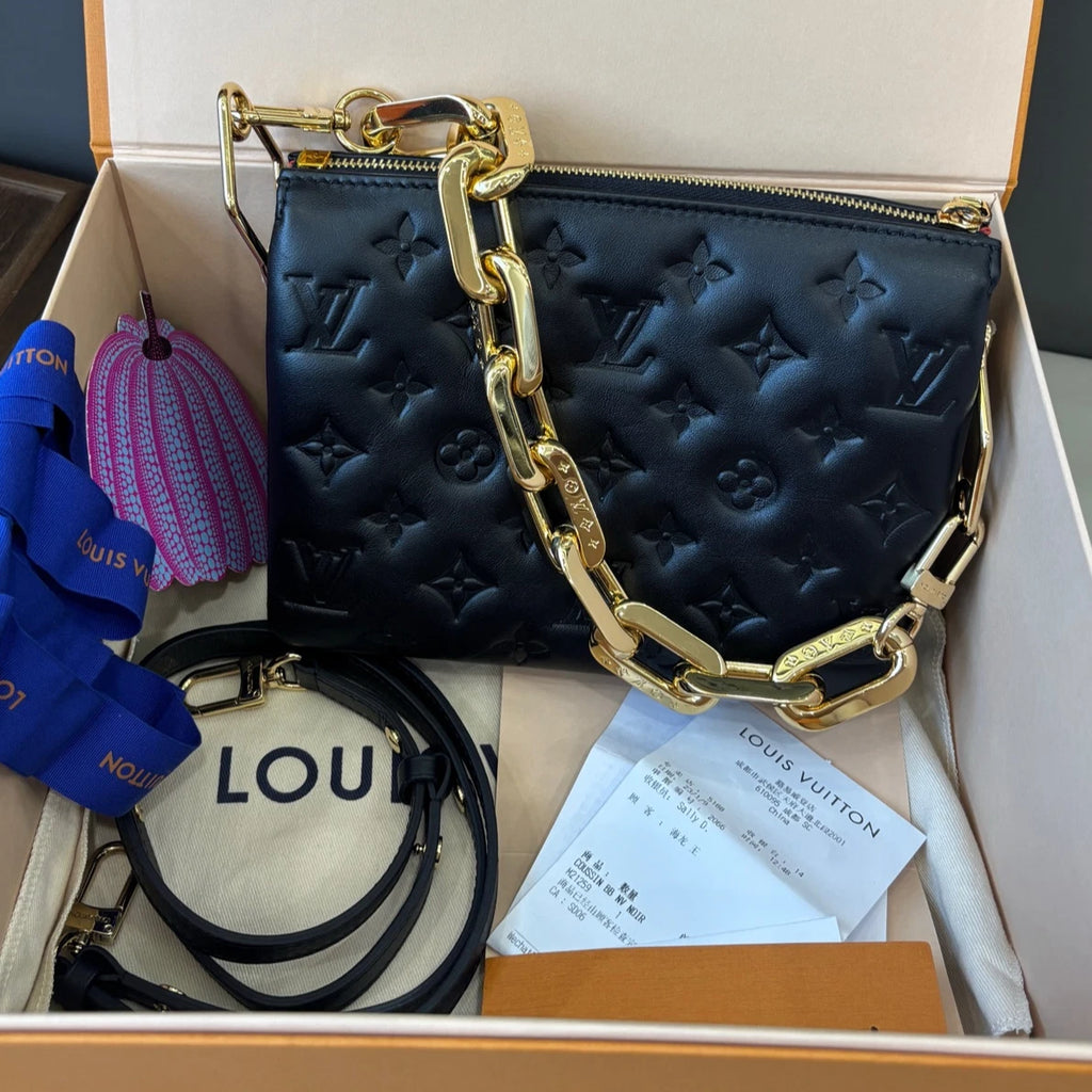 Louis Vuitton Coussin BB Monogram Empreinte Calfskin Chain Black Shoulder Bag