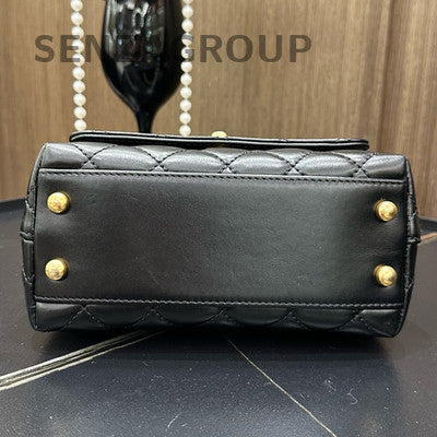 Chanel Coco Handle Mini Black Gold Calfskin Chain Crossbody Bag