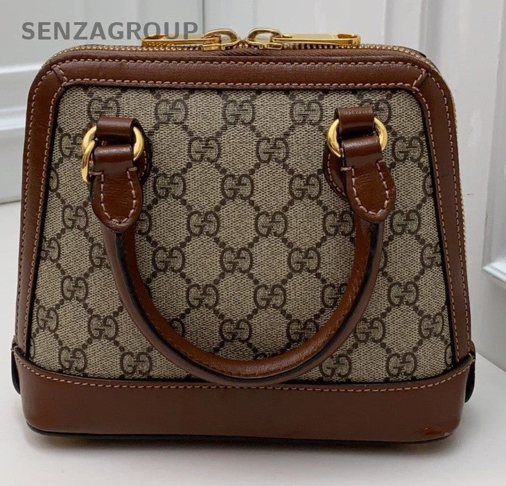 GUCCI 1955 Series Mini Horsebit Shell Top Handle Shoulder Crossbody Bag Brown