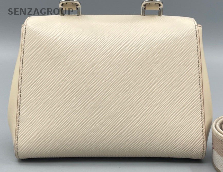 Louis Vuitton Epi Leather Top Handle Bag Crossbody White Silver Women Classic
