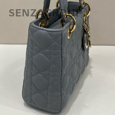Dior Lady Dior Bag with Charms, Gray Gold, Crossbody & Top Handle