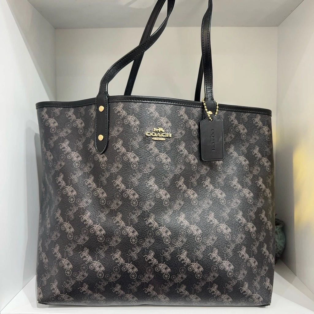Coach City 33 Reversible Horse Print PVC Tote Shoulder Handbag Women