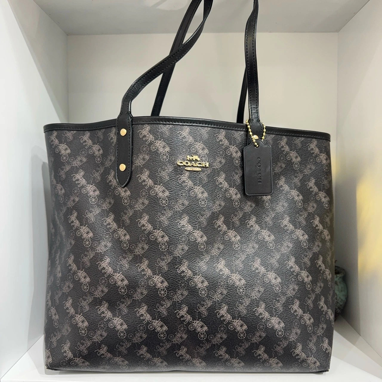 Coach City 33 Reversible Horse Print PVC Tote Shoulder Handbag Women