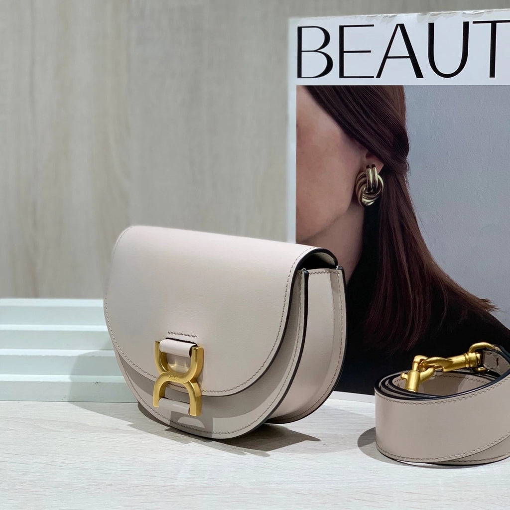 Chloe Marcie Smooth Leather Half Moon Saddle Bag For Women
