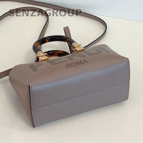 Fendi By The Way Mini Calfskin Top Handle Bag Crossbody Gray Gold Women Classic