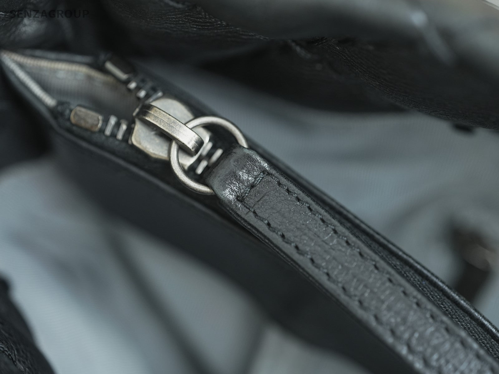 CHANEL Classic External suture line tote Shoulder bag Black Silver