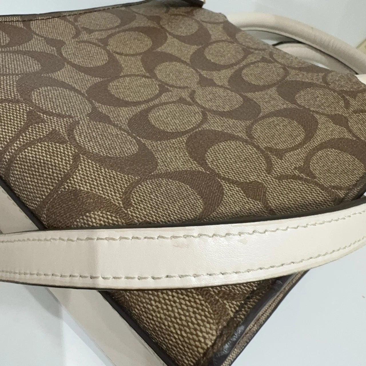 Coach Cally 17 Classic Monogram Canvas Leather Tote Crossbody Women