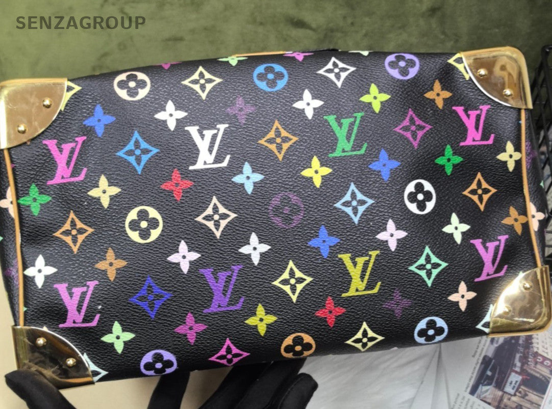 Louis Vuitton Black Multicolore Speedy 30 Top Handle Shoulder Bag Women